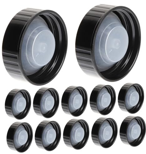 BIUDECO 12pcs Black Screw Cap Lids for Wine Bottles Bottle Caps Plastic Seal Screw Home Brew Supplies