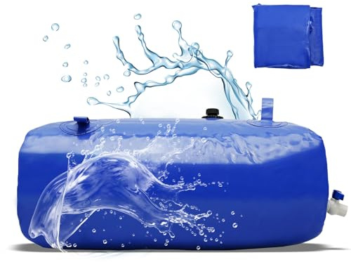 110L/240L Water Container Collector Barrel Foldable Portable Pvc Water Bladder Tank with Inlet and Outlet Large Capacity Emergency Water Storage Tank Bag for Agricultural Irrigation Outdoor Garden