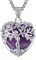 EUDORA Harmony Ball Heart Tree of Life Amethyst Necklace for Women Silver Plated Copper, Mother Goddess Tree Pendant Crystal Jewelry Yoga Meditation Gifts for Women Mothers Mom Wife, 20+2