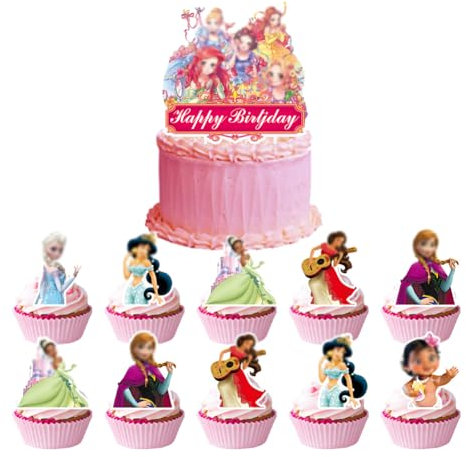 49PCS Princess Cake Decoration, Figures Princess Cake Topper Mini Figures Set Birthday Party Supplies Cartoons Cupcake Figurines For Children Party Cake Decoration Supplies