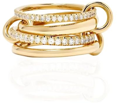 VCCKNB JEWELRY Stapelbare Ringe aus Gold und Silber für Damen, mehrere Glieder, verbundene Ringe, klobiger, ineinandergreifender Ewigkeits-Statement-Ring, Daumenring, anlaufgeschützt (Gold, 60)