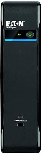 Eaton Onduleur Parafoudre 3P Ellipse (3P1700UF) – Off-Line UPS – Puissance 1700VA/1020W – (8 Prises FR, Silencieux, 2 Ports USB-A & USB-C) – Interface USB – Cloud en Option – Noir