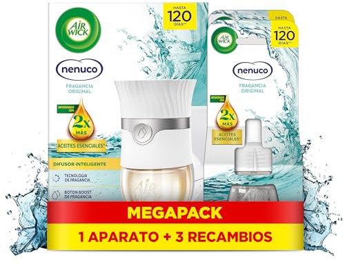 Air Wick Eléctrico Aparato y recambio de ambientador automático eléctrico, con aroma a Nenuco - 1 Aparato + 3 Recambios