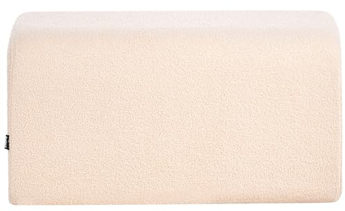 Beliani Upholstered Boucle Ottoman Footstool Beige Sinclair