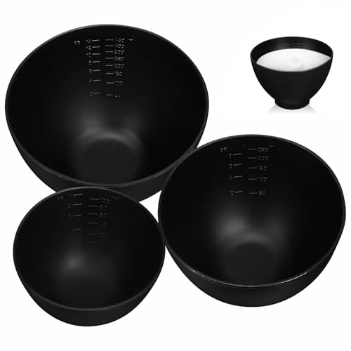 HEALEEP 3Pcs Face Mask Mixing Bowl Set Silicone Facial Mask Mixing Bowl for Diy Making Home Salon Spa Supplies Smooth Easy Clean Surface Black