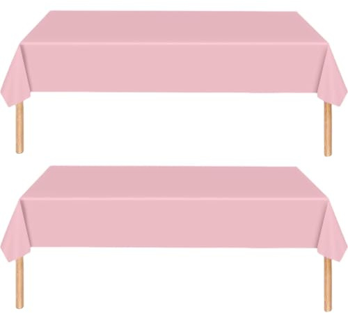 MOMAHUA 2 Stück Tischdecke Rosa Plastiktischdecke 137x274cm, Tischtuch Rechteckige Tischabdeckung Gartentischdecke Outdoor Table Cloth für Gastronomie, Feste, Party, Hochzeiten oder Haushalt