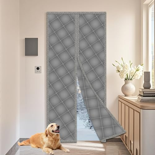KUHAWL 90 x 210 cm cortina térmica para puerta protección contra el frío, cortina magnética de protección térmica para puerta, tela Oxford engrosada, resistente al viento, cortina de protección contra