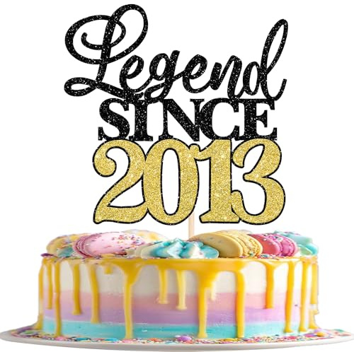 1 Stück Tortendeko 13 Geburtstag 13. Geburtstag Kuchen Deko Legend Since 2013 Cake Topper Tortendeko Alles Gute zum 13 für Junge Mädchen 13th Jahrestag Birthday Party Kuchen Dekorationen Schwarz Gold