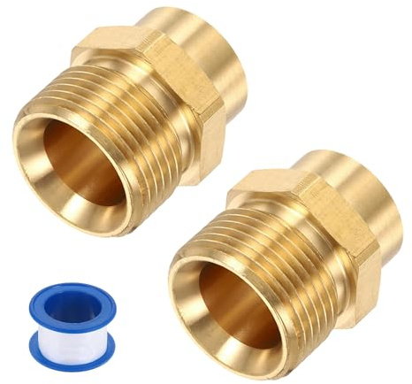 sourcing map 2Pcs Pressure Washer Adapter, G1/4 Female to M22 14mm Male Quick Connect Fittings Brass Swivel Adapter with Sealant Tape for Pressure Power Washers Hose