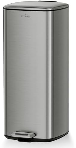 mVm Poubelle de cuisine, 30L avec Seau Intérieur,Poubelle à Pédale en Acier,Fermeture Douce et Maintien en Ouverture,pour cuisine, bureau, dortoir, maison, chambres