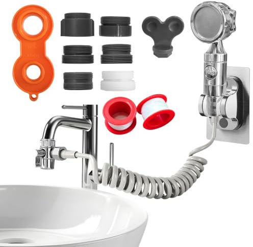 Cucina Doccetta Per Doccia，Con Tubo Retrattile 3M，Doccetta Per Lavandino,Facile Da Lnstallare, Set Doccetta Per Lavandino,Adatto Per Cucine, Bagni E Bagni Semicupi