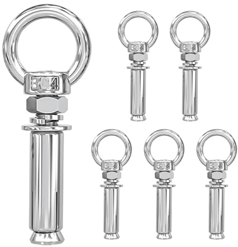 MejaRizon 6 viti di espansione M8 x 100 mm con anello, in acciaio inox 304, viti a occhiello M8, vite ad anello M8, bulloni di espansione, adatti per costruzioni in calcestruzzo e muratura