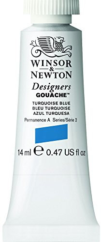 Winsor & Newton Designers Gouache - Peinture Gouache pour le Dessin, L'illustration, le Design - Aquarelle Opaque, Tube de 14ml, Couleur Bleu Turquoise