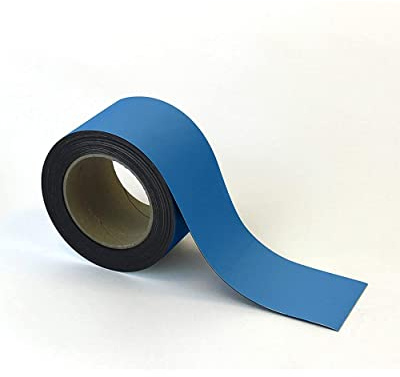 Magnetic Steel Easy-Wipe Tape, Thin & Flexible, Cut to Fit Strip, Magnetic, High Visible Identification. Suitable For All Non-Magnetic Surfaces (Blue 70mm x 10m)
