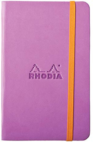 RHODIA 118631C - Lilac Rigid Notebook - A6 - 192 pages - Plain Ivory Clairefontaine Paper 90 g/m - Bookmark, Elastic Closure - Faux Leather Cover - Rhodiarama Collection