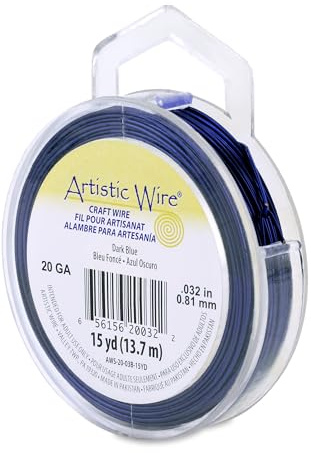 Artistic Wire, 20 Gauge Tarnish Resistant Colored Copper Craft Wire, Dark Blue, 15 yd