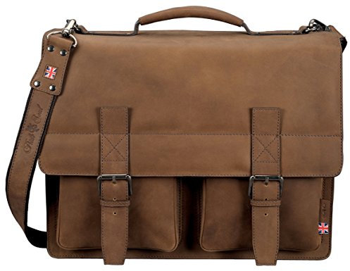 Pride and Soul - 47132 - Aktentasche Earl, Echtes Leder, Hellbraun