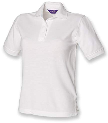 Henbury Ladies Pique Polo Shirt : Color - White : Size - 18