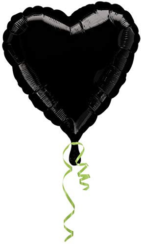 Amscan 68301 - Standard Folienballon Schwarz, Herz, Durchmesser 43cm, Luftballon, Heliumballon, Hochzeit