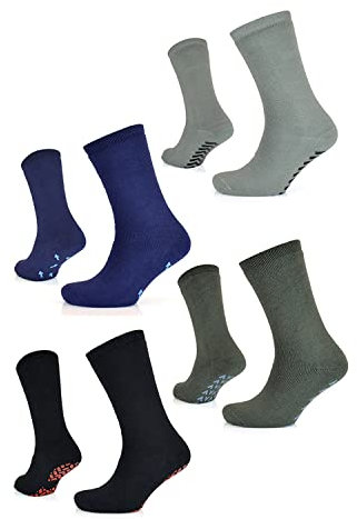 Undercover 4 Pairs Mens Thermal Non Skid Slipper Socks SK163 Mixed