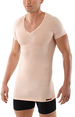ALBERT KREUZ V-Unterhemd Business Herrenunterhemd unsichtbar aus Micromodal Light atmungsaktiv Kurzarm Hautfarbe Nude 6/L