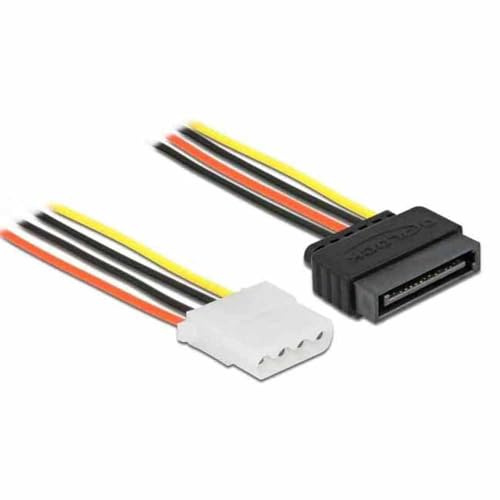 DeLock Stromkabel SATA 15 Pin Buchse > 4 Pin Buchse 20 cm, Black, Red, White, Yellow