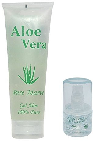 Aloe Vera Gel 100% Feuchtigkeitspflege Reise Set 250 ml Tube + 30 ml Nachfüll Dosierer für Handgepäck