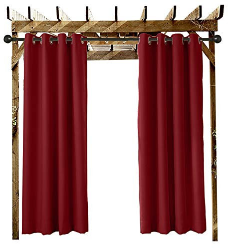 ChadMade Rideau Extérieur Imperméable Rouge L 213 x H 183 CM, Rideau a Oeillets (Passe-Fil) pour Facade Avant de Pergola Cabana pour Couvrir Le Quai Gazebo et L'accueil de la Plage (1 Panneau)