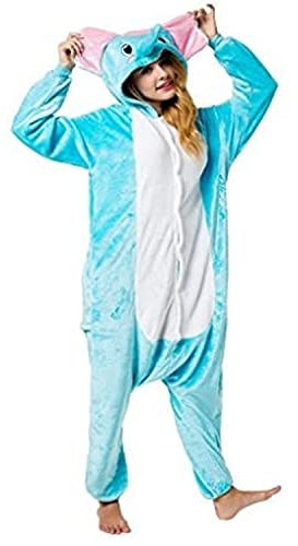 Katara 1744 -Elefant Kostüm-Anzug Onesie/Jumpsuit Einteiler Body für Erwachsene Damen Herren als Pyjama oder Schlafanzug Unisex - viele Verschiedene Tiere