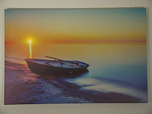 Dapo® LED-Wand-Leinwand-Bild-Leuchte-Lampe 60x40cm Stimmungs-Dekorations-indirekte-Leuchte-Lampe-Beleuchtung Batteriebetrieben, Ein/Aus-Schalter (Strand Boot)