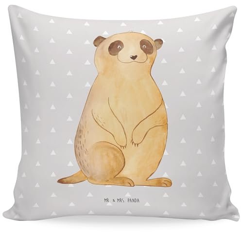 Mr. & Mrs. Panda 40 x 40 Kissen Erdmännchen - Geschenk, Afrikareise, Dekokissen Sofa, Spruch, Kissenhülle 40x40, Sofakissen, Kopfkissen 40x40,