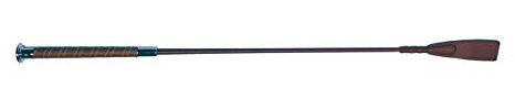 ARBO-INOX® - Springgerte - Kunstledergriff - 65cm - Weisse Nähte - silberner Knauf (Dunkelbraun)