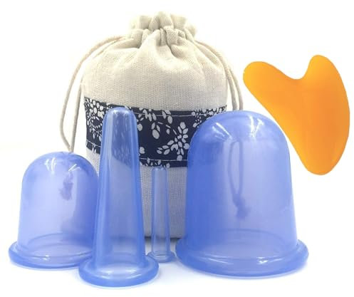 Cupping Therapy Set Anti Cellulite Cups with Body Cups Facial Cupping Sets Anti Cellulite Silicone Cups Kit (Blue)
