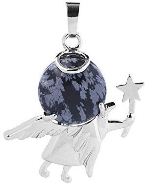 Purmy Halskette Frauen Alabaster Chakra Kristalle Heilstein Kleiner Engel anhänger Charms 4.4X3.4CM