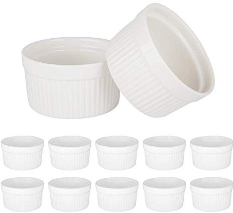 Accguan Ramequin rond en porcelaine de 177 g pour four 8,9 cm White 12pcs