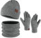 Bequemer Laden Herren Winter Warm Mütze Loop Schal und Touchscreen Handschuhe Set mit Fleece Gefütterte Thermo Wintermütze Strickmütze Schlauchschal Winterhandschuhe Geschenk für Männer, B Grau