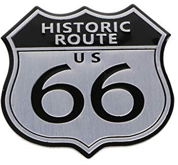 chenpaif Emblema Auto, Emblema Distintivo Auto 3D Adesivo Decalcomania Metallo Route 66 per Cadillac US SRX Ford (US)
