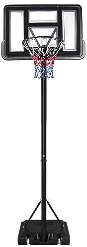 Dripex Portable 10ft Basketball Backboard Hoop Net Set Professional Outdoor Basketball Stand with Wheels for Adults and Children,Adjustable High 2.3M-3.05M (Black Rim)