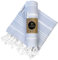 Auténtica toalla de mano turca de algodón – Juego clásico de 2 – 100% orgánico decorativo toallas de mano para baño, cocina hogar - absorbente secado rápido – 36 x 18 pulgadas (California Blue Haze)
