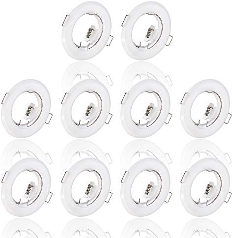 max K O M F O R T 10x Einbaustrahler IP20 mit GU10 Fassung RUND weiß Einbauspot Einbauleuchte Rahmen Rostfrei Deckenspot Strahler Spot 803
