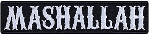 MASHALLAH Aufnäher Arabischer Aufbügler Türkei Patch zum annähen/aufbügeln | MASHA 'ALLAH Bügelbilder Islam Sticker Muslem Religion Applikation für alle Stoffe | 90x20mm