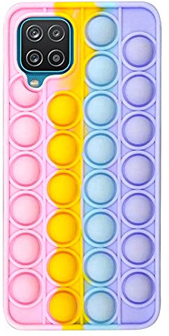 SDTEK Hülle Kompatibel mit Samsung Galaxy A12, Bubble Fidget Pop Weiche Handyhülle Silikon Schutzhülle (Regenbogen)