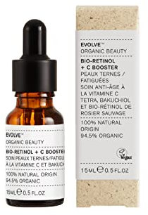 Evolve Organic Beauty - Bio-Retinol + C Skin Booster with Bio Retinol from Bakuchiol, Vitamin C Tetra, Rosehip Oil | Certified Vegan Clean Beauty (0.24 fl oz | 15 mL) - For All skin types