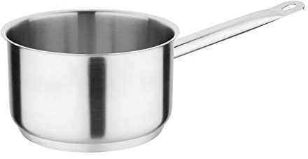 Vogue Stainless Steel Saucepan 18 cm / 2.6 Litre, Silver, Induction Compatible Pan, Compatible with Lid: FS665 (Sold Separately), Suitable for All Cooking Surfaces, Dishwasher Safe, FS664