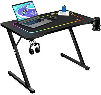 huzaro Hero 1.8 Bureau Gaming | Plateau Structure Carbone 100x60cm | Crochet Casque et Porte Goblet | Construction Moderne et Solide | Design Ergonomique | Poste PC Gamer | Noir