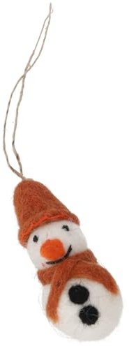 Filzfigur Schneemann, Weihnachtsbaum Deko, handgefertigt, in 5 Farben | Lustiger Schneemann, ideal als Geschenkanhänger, farbenfrohe Winterdekoration, fair produziert in Nepal.