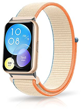 KeeFos Armband Kompatibel mit Huawei Watch Fit 2, Einstellbares Nylon Ersatzarmband Sport Damen Herren Uhrenarmbänder Kompatibel mit Huawei Watch Fit 2 - Milchig