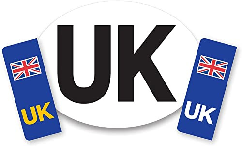 Signs247 UK Oval Sticker and UK Number Plate Sticker Set | Self-Adhesive Vinyl, For Europe EU Travel, Weather-Resistant, For Vehicles