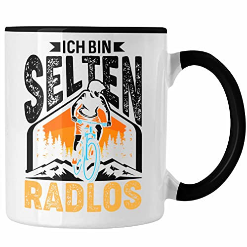 Trendation - Ich Bin Selten Radlos Tasse Geschenk für Fahrradfahrer Radfahrer Rennradfahrer Biker Lustiger Spruch (Schwarz)