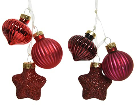CHICCIE Weihnachtsbaumdeko aus Glas rot 4x4x12cm